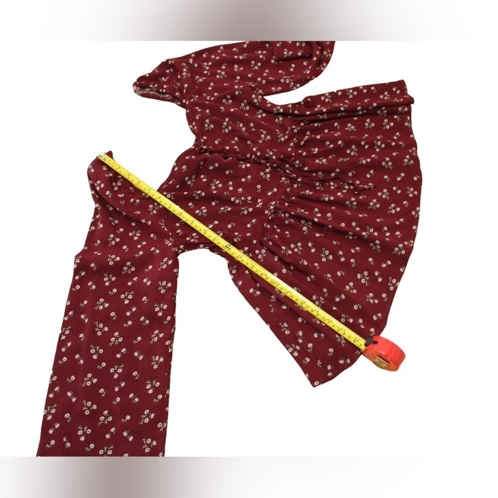 NEW! Aeropostale Women’s Long Sleeve Maroon Ditsy Floral Peasant Blouse Size L - Picture 5 of 9